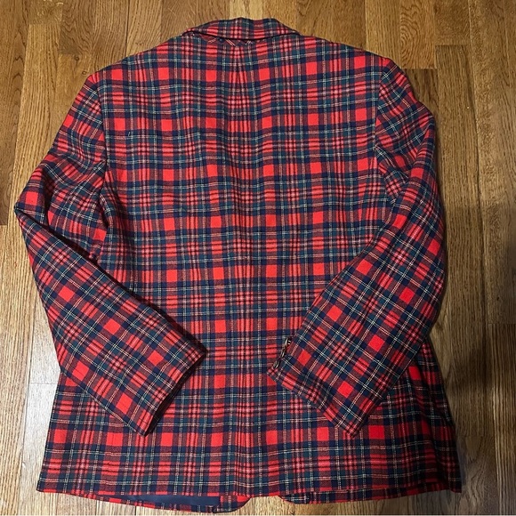 Vintage Pendleton Plaid Tartan Red 100% Virgin Wool Blazer Women’s Sz 18 Plus - Picture 9 of 10